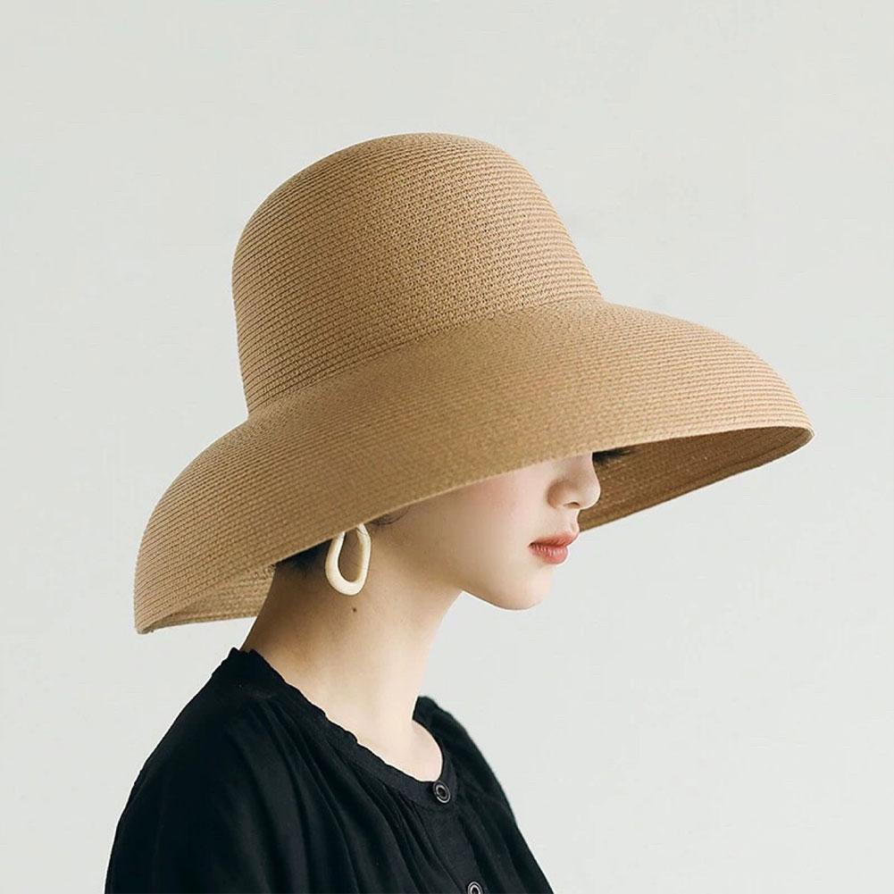 French Hepburn Style Wide Brim - Bucket Hat Straw ulasan dan harga